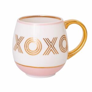 New Bombay Duck Gold White Pink ‘XOXO' Mug Decor Small Talk Library Drinkware